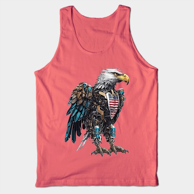 Robot Bald Eagle Tank Top by Sticker Steve